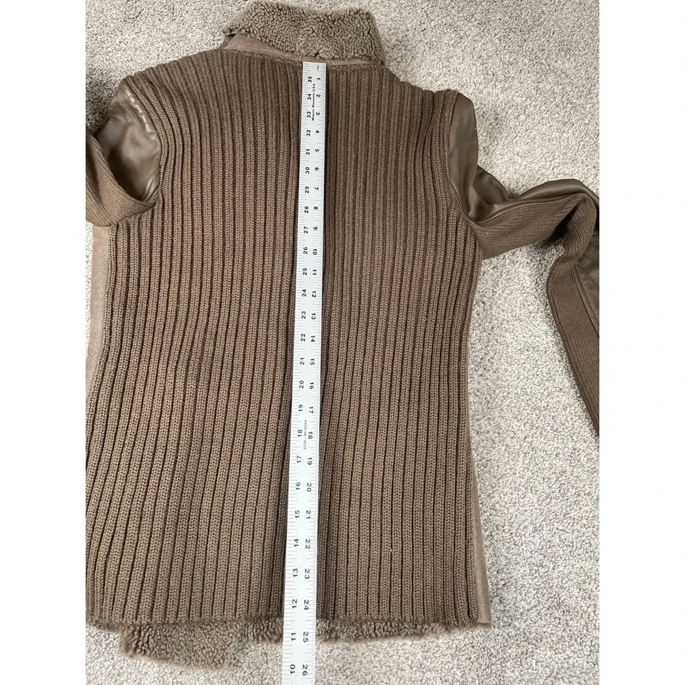 Emu Jacket Womens Small Sweater Moto Sheepskin Wool Australia Full Zip Stretch - Picture 6 of 8